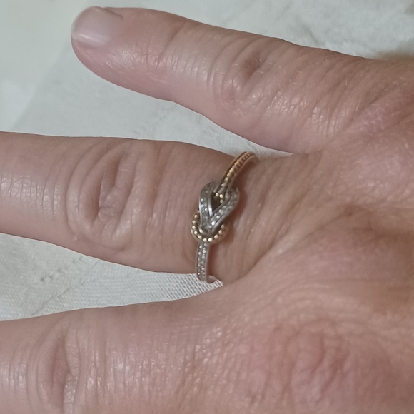 Lagos Newport Petite Two Tone Knot Diamond Ring, SS & 18k - Picture 11 of 11